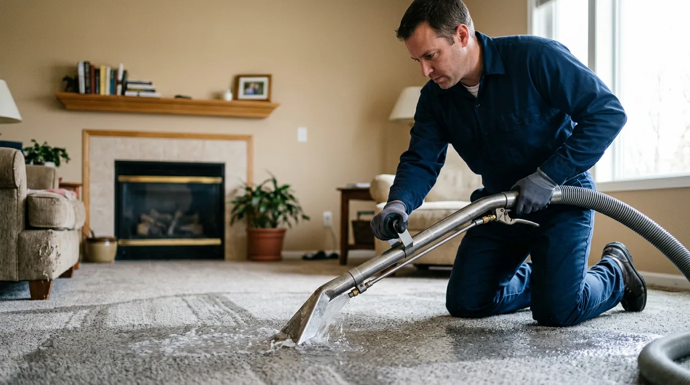 Water damage restoration technician working near Holladay, TN